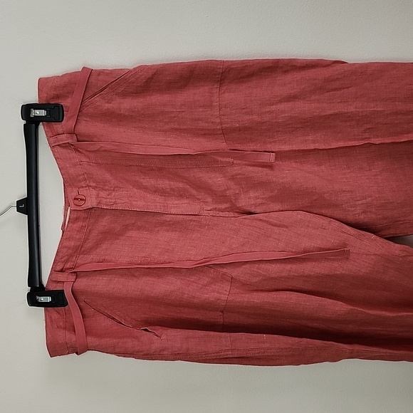 Linden Hill 2 piece linen jacket & pants, rusty red summer drawstring pull on - Picture 10 of 12